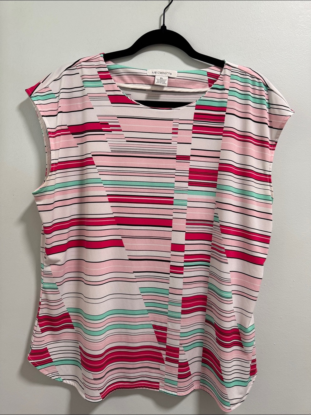 Liz Claiborne Pink, Mint & Magenta Striped Tank Top